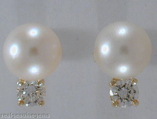 Japanese Akoya Pearl & Diamond Stud Earrings
