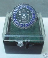 25 yr. Mason Masonic Sterling Silver lapel hat pin Ohio
