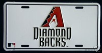 Arizona Diamondbacks White Metal Embossed License Plate