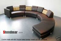 4PC NEW MODERN ROUND SECTIONAL BN LEATHER SOFA S506BN4