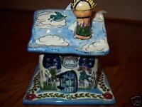 Blue Sky Clayworks Little Bit Of Heaven Blue Candle House With T