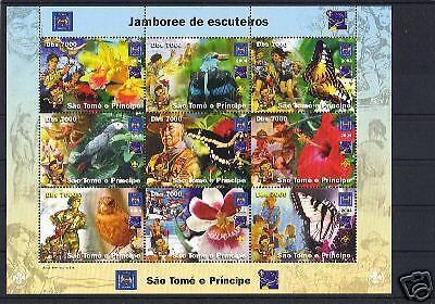 Sao Tome & Principe Scouts flowers birds WS 14830