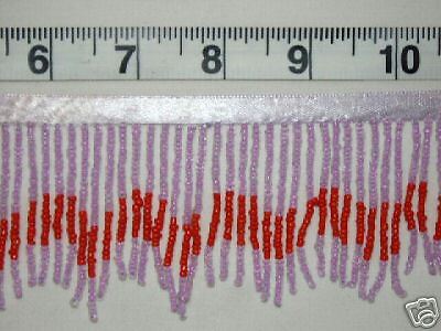 LAVENDER & ORANGE BEADED FRINGE SEWING TRIM 2.5  