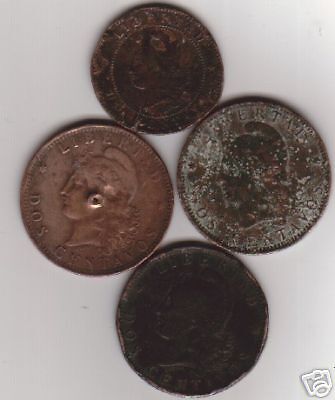 Argentina Centavos Centavo 1884 1891 1893 Coin 4 Coins  