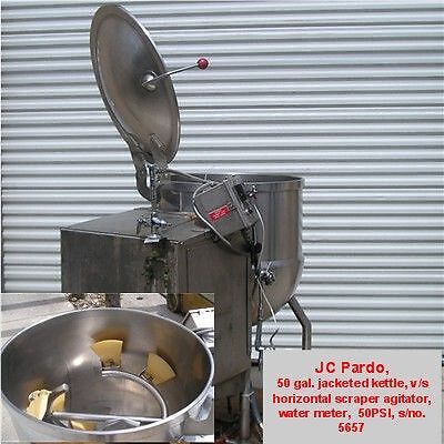 JC Pardo 50 gal. Scrape Mixer Agitator Kettle, Steam  