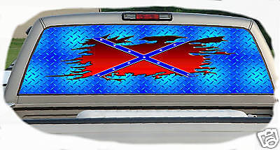 Ripped Rebel Flag Rear Window Graphics Tint Decals  