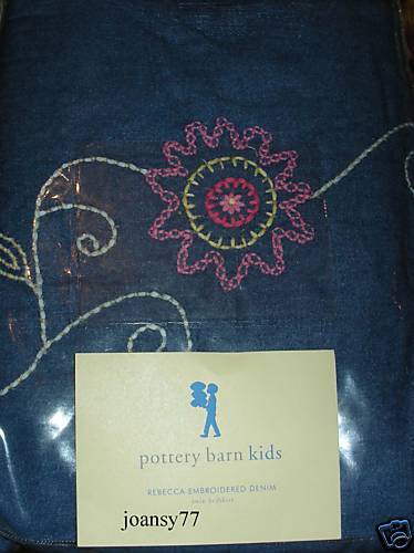 NEW POTTERY BARN KIDS REBECCA EMBROIDERED TWIN BEDSKIRT  