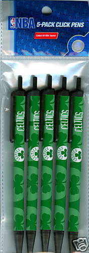 Boston Celtics 5 pack Click Pens NEW NBA FREE S&H  