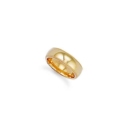 6mm thick 9ct Gold Court Mill Grain Wedding Ring 7.4g  