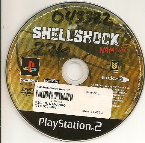 PS2 PS3 SHELLSHOCK NAM 67 DISC ONLY W/PACKAGE GAME  