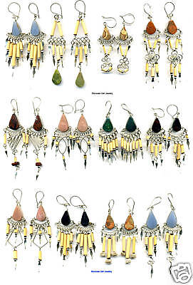 10 PAIRS EARRINGS TRIBAL HAND MADE BAMBOO JEWELRY PERU  