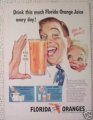 50s VINTAGE ADS GILBEYS GIN FLORIDA ORANGE JUICE  