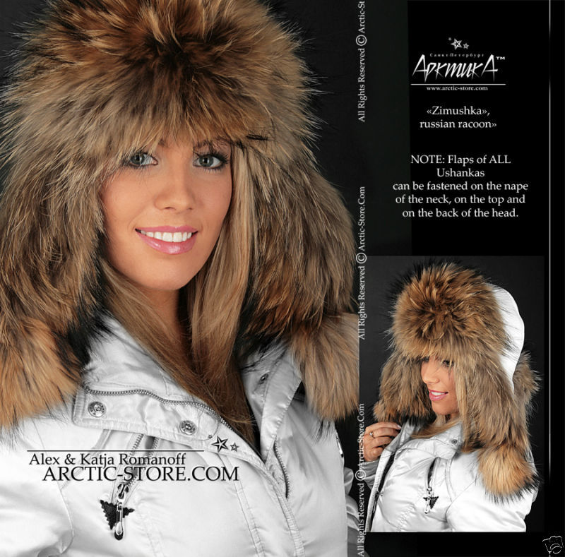 Raccoon Waschbär Raton Fur Hat Ushanka Chapka Russe NEW  