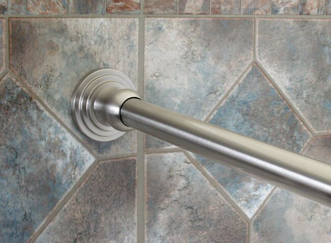 Satin Nickel Shower Curtain Rod & Brackets  