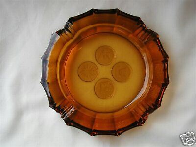 FOSTORIA COIN AMBER LARGE ASHTRAY  