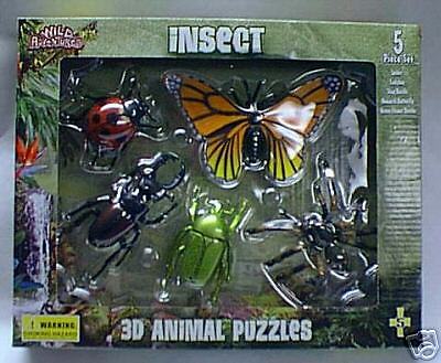 Boxed plastic 3D Insect Puzzles ladybug stag beetle ++  