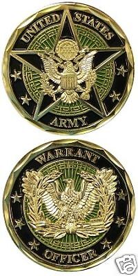 ARMY WARRANT OFFICER BIG BLACK GOLD CHALLENGE COIN  