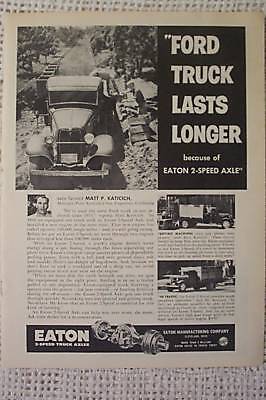1957 VINTAGE OLD PRINT AD 1934 FORD TRUCK EATON FARMER  