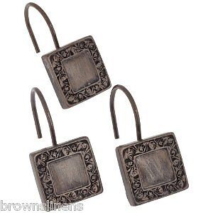 SET OF 12 RESIN SHOWER CURTAIN HOOKS  OIL RUBBED BRONZE  