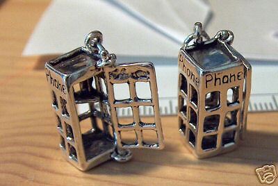 Sterling Silver Movable Telephone Phone Booth Charm  