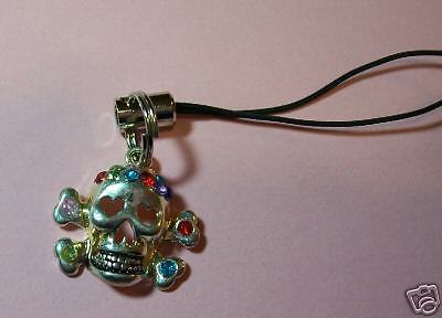 skull cross bones cell phone charm purse strap pirates  