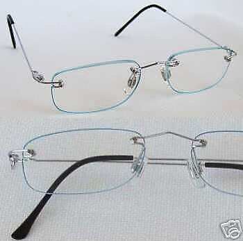 ZiZi Ultra Slim Rimless Reading Glasses BLUE EYES +1.50  