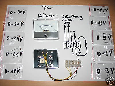 Analog Einbau Volt  und Amperemeter DC Spiegelskala