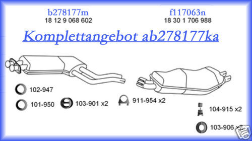 Auspuff komplett ab Kat BMW 730 735 E32 mit Anbausatz