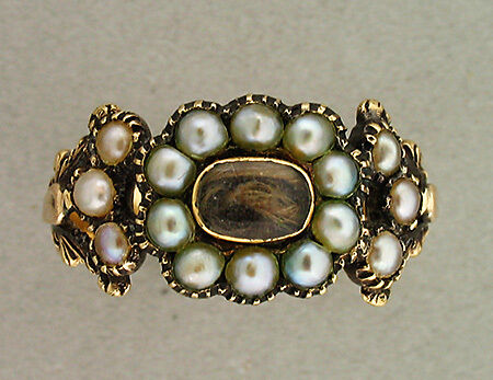 ESTATE 1850 15 NATURAL AKOYA PEARL & HAIR CRYSTAL CENTER 14K 