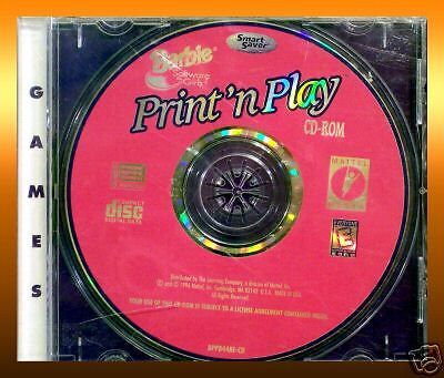 Barbie PRINT N PLAY PC CD ROM Computer Game *GU*  