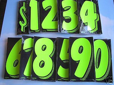 Car Dealer 22 Dozen New 7 5” Vinyl Advertise Stickers Numbers Green Black