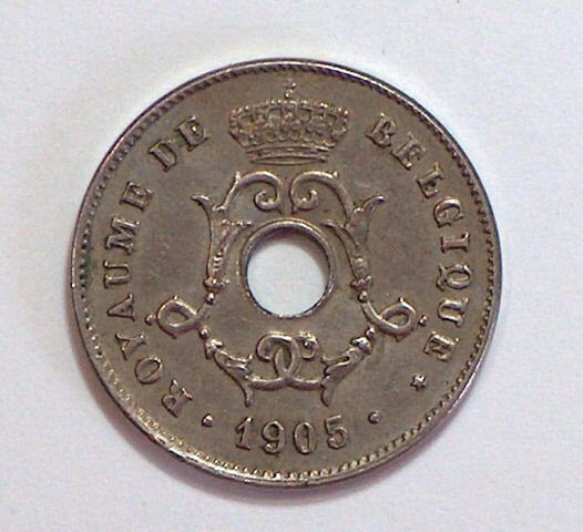 Belgium 1905 Ten Cent Coin Error Double Strike  