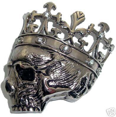 SKULL Totenkopf Krone rockabilly batcave Strass Buckle  