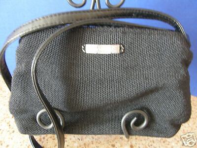 Evan Picone Handbag zippered woven purse BLACK small  
