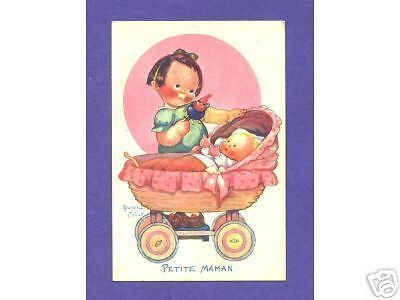 S7524 Beatrice Mallet postcard Girl   baby sister ,Toy  