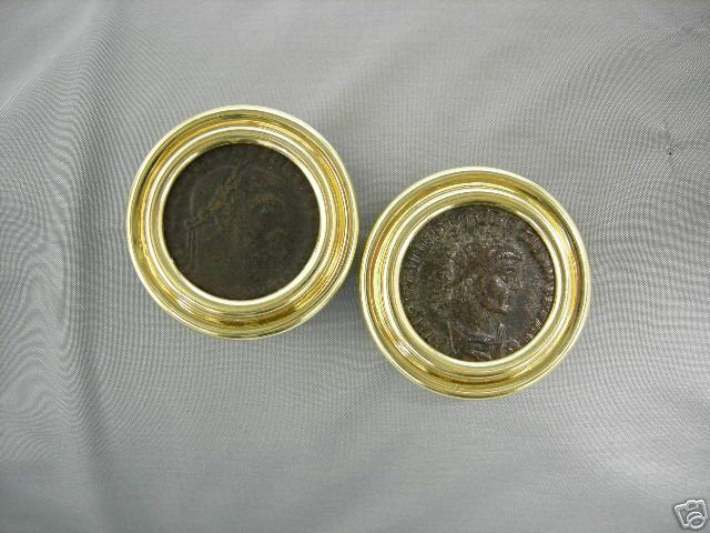 Wideband Earrings in 18k YG w/ Large Ancient Coins  