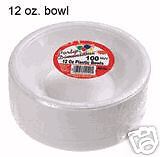 12oz. White Plastic Party Bowls Disposable Heavy Duty  