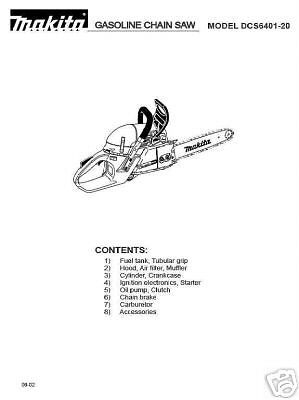 Makita DCS 6401 Chainsaw Illustrated Parts List IPL  