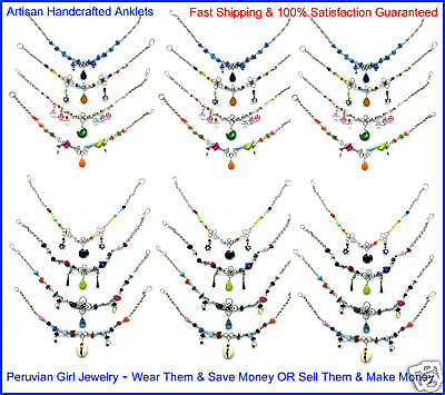 20 SILVER PERUVIAN ANKLETS WHOLESALE LOT PERU JEWELRY  