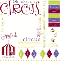 Karen Foster Rub On 12x12 Color Overlay Circus  