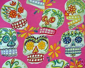 W48 DAY OF THE DEAD SUGAR SKULL Sew Quilt Cotton Fabric  