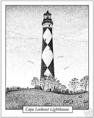 12 Cape Lookout Lighthouse Note Cards  