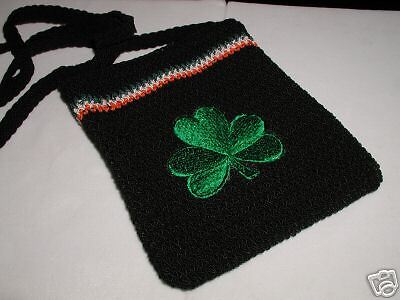 CROCHETED SHOULDER PURSE IRISH SHAMROCK ST PATRICKS DAY  