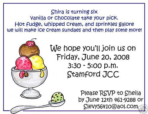 Ice Cream Sundae Birthday Party Invitations  