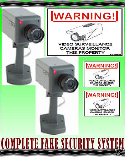 LOT OF FAKE CCTV SECURITY CAMERAS +CAMERA SIGN&STICKERS  