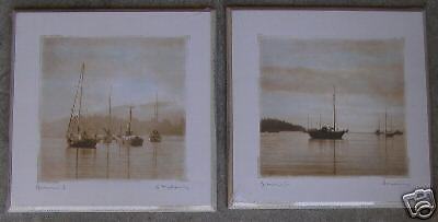 SET of 2 HARBOR Nautical Scene Wall Decor Print Plaques  