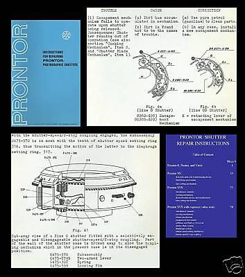 PRONTOR Shutter Repair Manual for S, SV, SVS FREE Ship  