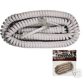 50 FT TELEPHONE COIL CORD Extension Handset Cord WHITE  