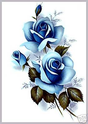 Ceramic Decals   19 Blue Roses Pattern #4143   B14  