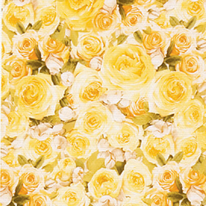 Canvas Upholstery Cover Wall Fabric Rose Garden Yellow  